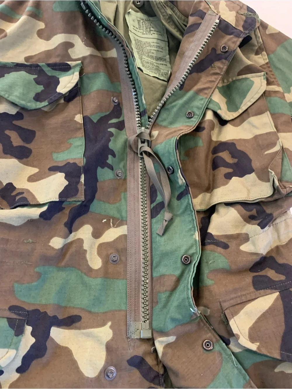 Vintage Field Camouflage Jacket Military Cold Weather Lined Men’s Size XS 1990’s